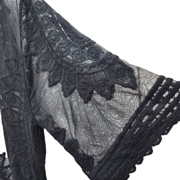 Rachel Zoe Kimono Cover Up Duster Black Lace One Size Fits Most Bohemian Boho - Picture 5 of 14